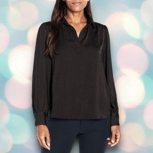 Banana Republic Women’s Black V-Neck Stretchy Flowy Long Sleeve Blouse Top XS
